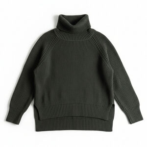 Wilfred Free 100% Wool Ribbed Turtleneck Sweater Dark Green Size Small